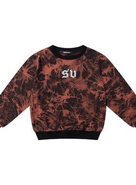 S.view 21A/W 破碎扎染SV字母印花长袖街头潮牌嘻哈插肩宽松卫衣