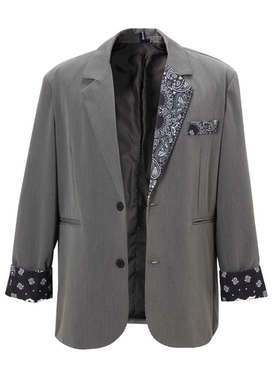 S.view 王晨艺/周柯宇同款腰果花元素印花单排扣西服街头嘻哈外套