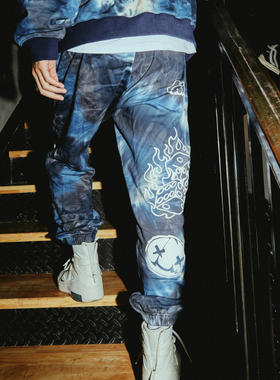 S.view 21SS 破碎扎染创意印花街头潮牌嘻哈休闲宽松收口束脚卫裤