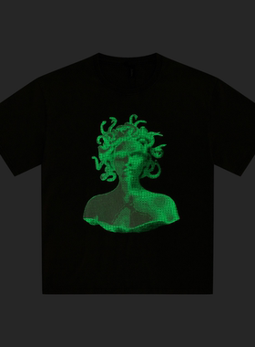 S.view 21SS 复古水洗做旧夜光“美杜莎的凝视”宽松纯棉短袖T恤