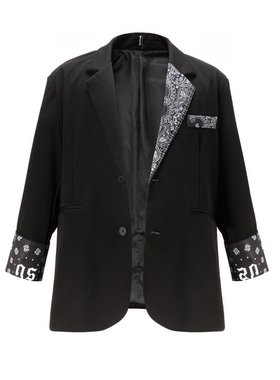 S.view 21A/W原创腰果花元素印花单排扣西服街头流行嘻哈纯色外套