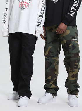 S.view2020SS夏季可调节长裤潮牌束脚裤嘻哈迷彩长裤男宽松直筒裤