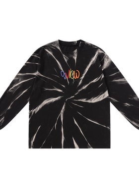 S.view 21A/W 刺绣LOGO扎染纯棉秋冬街头潮牌嘻哈宽松圆领长袖t恤