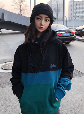 S.view 2019A/W 撞色情侣卫衣连帽潮牌宽松拼接上衣男女秋冬