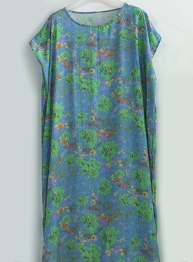 原创高定禅意连衣裙高端棉绸时尚宽松休闲气质真丝绵绸夏长裙长袍