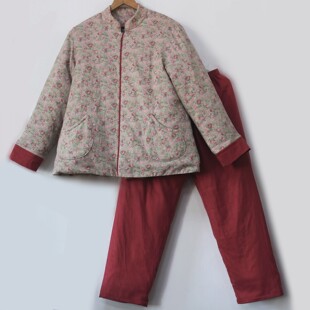 家居服 套装 拉链棉服老式 新疆棉花棉袄脱里手工加厚可脱胆棉衣棉裤