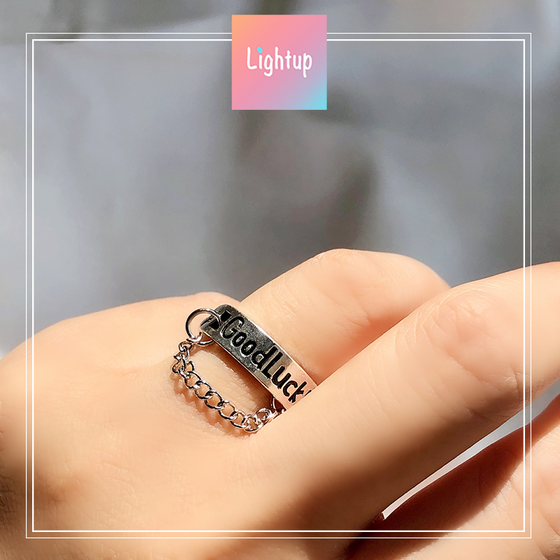 银色字母小众设计做旧开口戒指