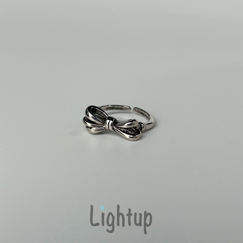 街头复古嘻哈风蝴蝶结金属开口戒