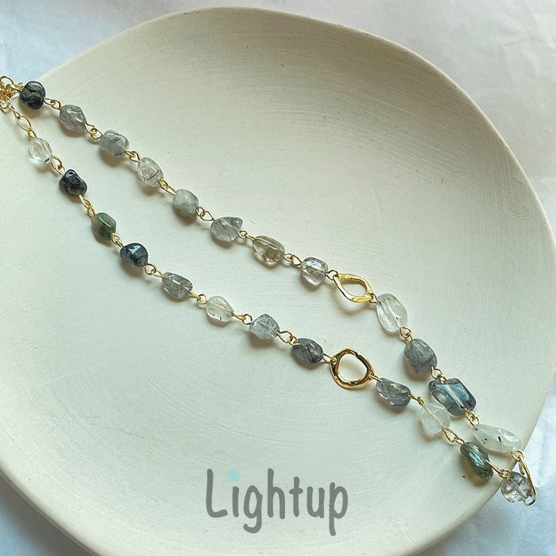 复古新中式水墨画天然石项链