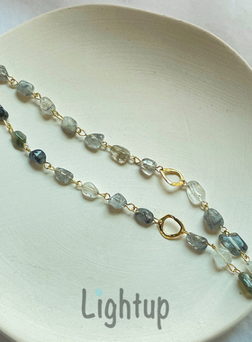 复古新中式水墨画天然石项链