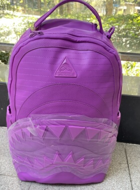 SprayGround2025新款紫色鲨鱼嘴双肩包男女学生潮流大容量书包