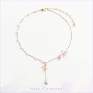 紫色蝴蝶~项链女夏轻奢小众设计感脖子饰品choker锁骨链颈带项圈
