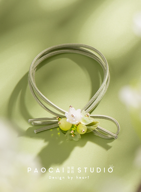 秘鲁花园 原创绿色花朵发圈甜美森系少女马尾扎头发皮圈发绳头绳