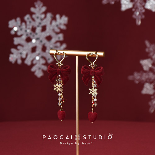 泡菜皇后圣诞雪花流苏耳钉