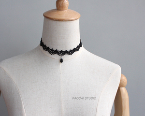 手工黑色蕾丝复古锁骨链女简约短款颈带颈圈项圈项链脖choker饰品