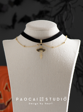 泡菜皇后万圣节暗黑蝙蝠锁骨链