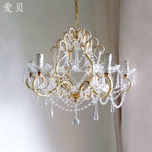 法式卷花全铜水晶吊灯客厅卧室灯