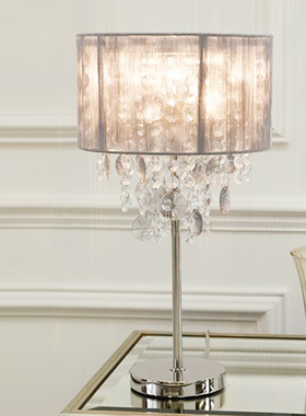 SY浪漫轻奢银色风情水晶台灯落地灯简欧法式现代客餐厅卧室床头灯