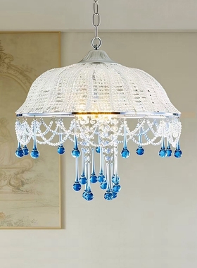 SY轻奢缀珠花边水晶吊灯欧法式设计师款客厅玄关餐厅衣帽间卧室灯