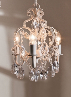 SY爱心形小公主水晶吊灯白色奶油风欧法式公主女孩房衣帽间卧室灯