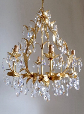 SY奢华欧法式全铜缤纷叶雨水晶吊灯轻奢复古大气别墅卧室灯客厅灯