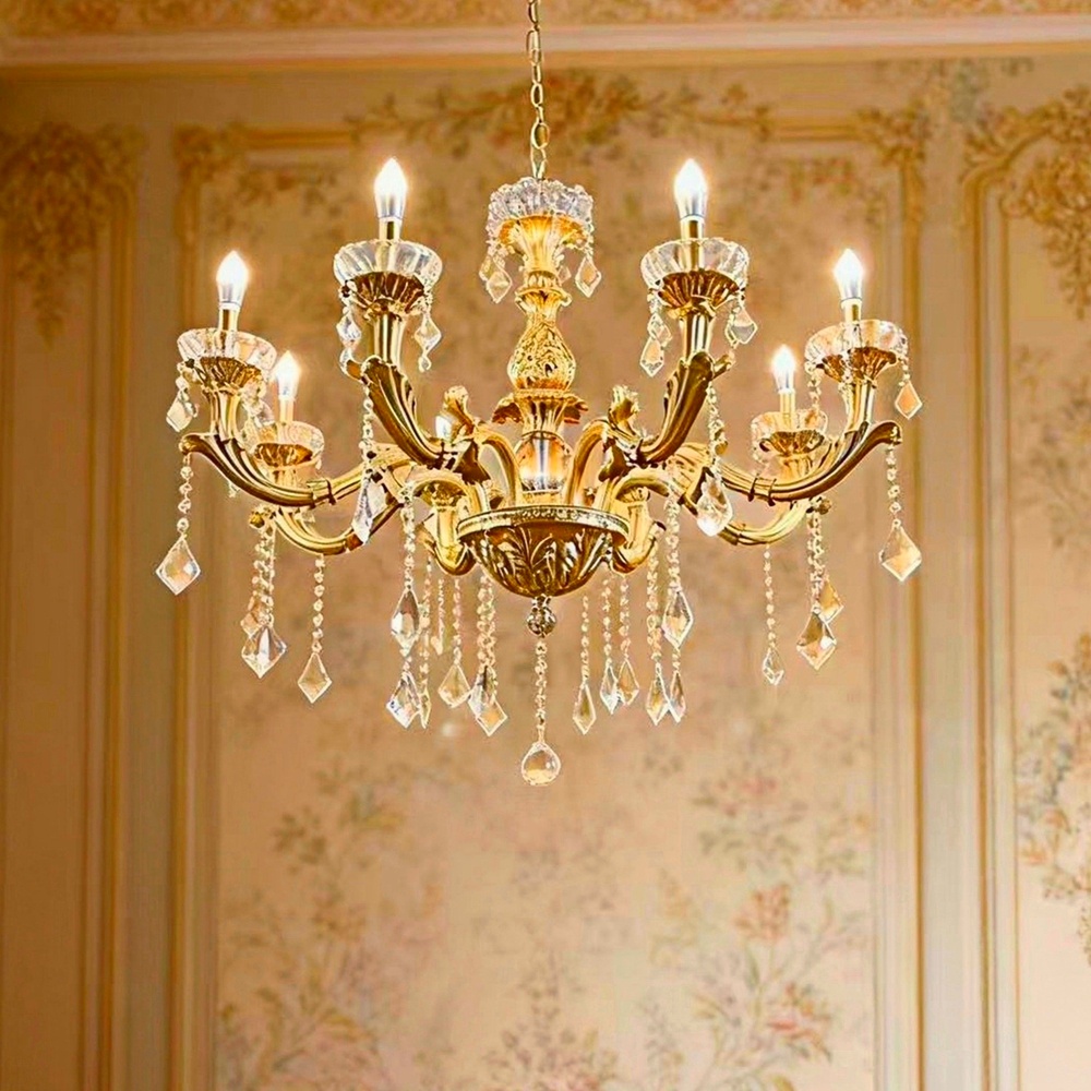 欧法式全铜雕花水晶吊灯别墅客厅