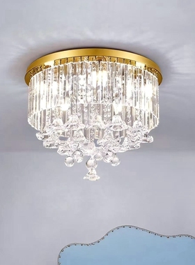 SY温馨全铜花朵水晶吸顶灯圆形欧美法式客厅餐厅百搭卧室房间灯