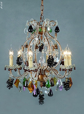 SY奢华浪漫彩色水晶吊灯艺术欧法式复古客厅吊灯卧室复式别墅灯饰