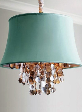 SY浪漫别致绿色天然贝壳吊灯欧法式现代创意复式女儿童房间卧室灯