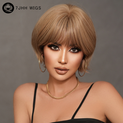 wig欧美假发全头套短发挂耳造型仿真人发时尚自然减龄整顶假发套