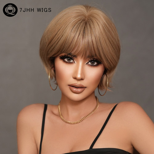 wig欧美假发全头套短发挂耳造型仿真人发时尚自然减龄整顶假发套