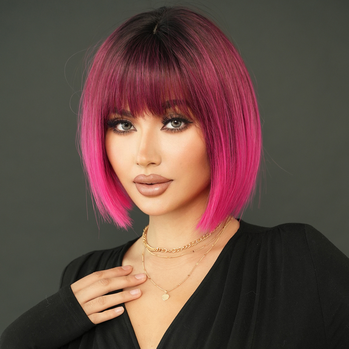 收藏送假睫毛/齐刘海短发