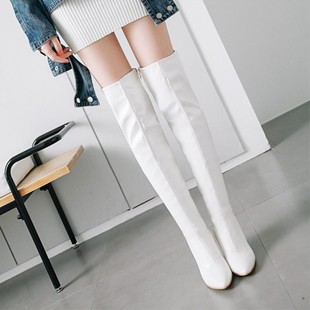 白色9CM超高跟过膝靴女显瘦细跟长筒长靴大码 404142434445女靴子