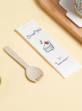 食客工具一次性勺子独立包装食品级叉子塑料蛋糕甜品水果叉勺定制