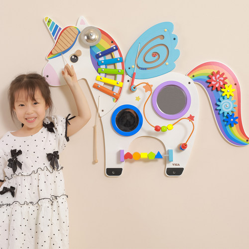 独角兽墙面玩具幼儿园走廊墙上游戏早教区角益智玩具手眼协调VIGA
