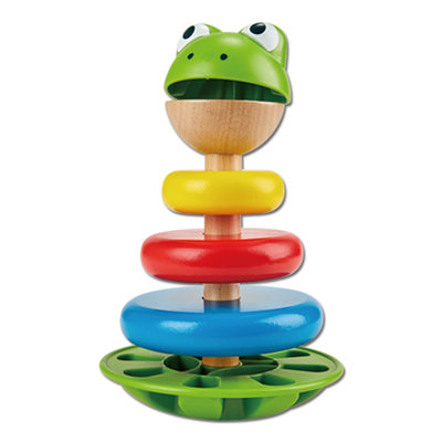 Hape青蛙花式圆环堆塔叠叠乐套圈不倒翁宝宝婴儿童益智玩具1-2岁