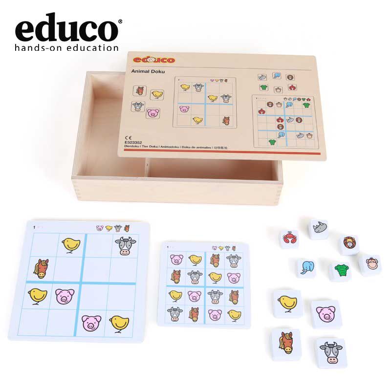 荷兰educo动物数独儿童桌面玩具亲子游戏逻辑思维能力益智木制