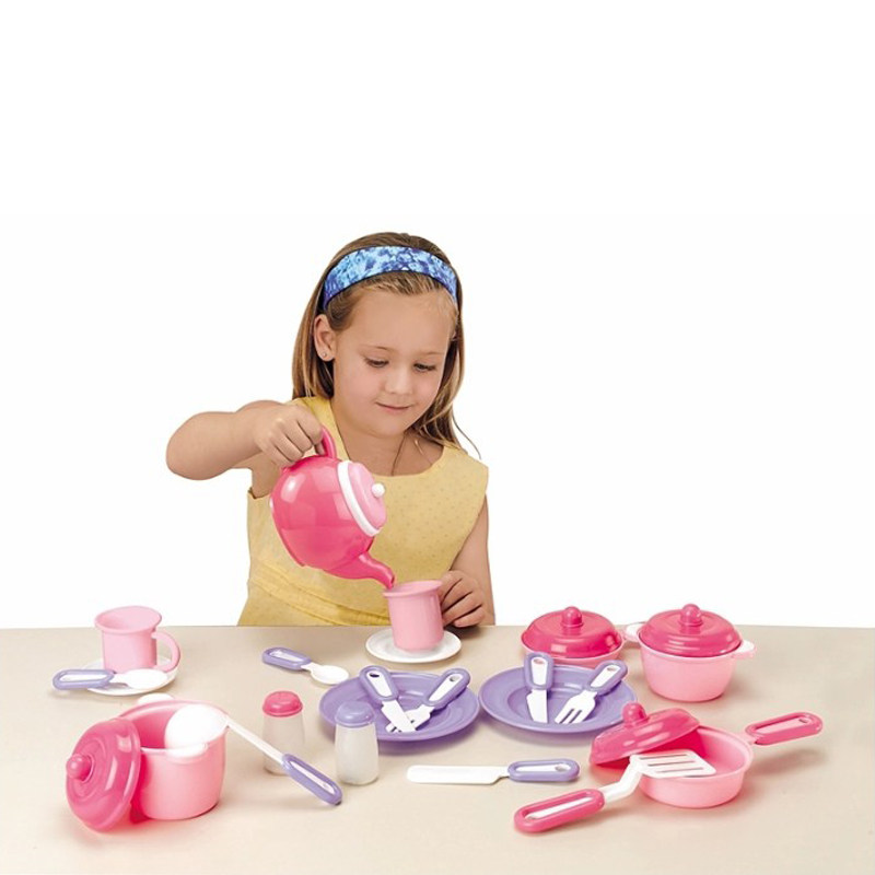 贝乐高厨房炊具组合儿童粉色仿真厨具套装娃娃家早教角色扮演塑料