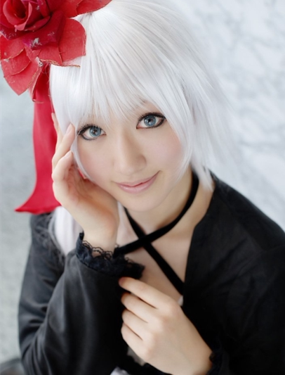cosplay假发白色短发铸蔷薇美女meidi角色扮演演出拍照节日聚会