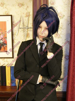cosplay假发 家庭教师 库洛姆 96髑髅 十年前 闪电头 紫黑高温丝