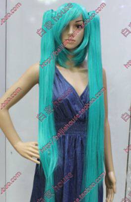cosplay假发 VOCALOID初音MIKU绿色收脸短发MSN双虎卡100CM高温丝