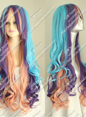 cos假发 长卷发 蓝紫色混色 御姐 VR视觉lolita80厘米 白家house