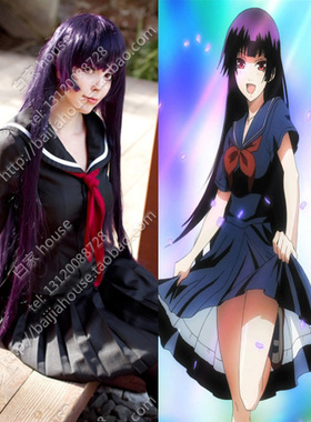 黄昏少女X失忆 庚夕子 cos 深紫色  1米高温长直动漫假发