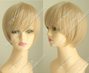 外贸优质高温丝 浅金色短发 个性时尚 奶茶色 俏丽BOBO头 COS假发