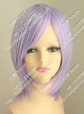 cosplay假发 浅紫色短发 幸运星+柊司 收脸MSN长刘海 COS动漫假发