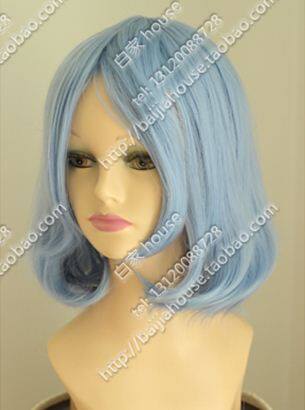 cosplay假发 冰蓝色 梨花头 短卷发 银魂gintama散发 幼年间桐樱