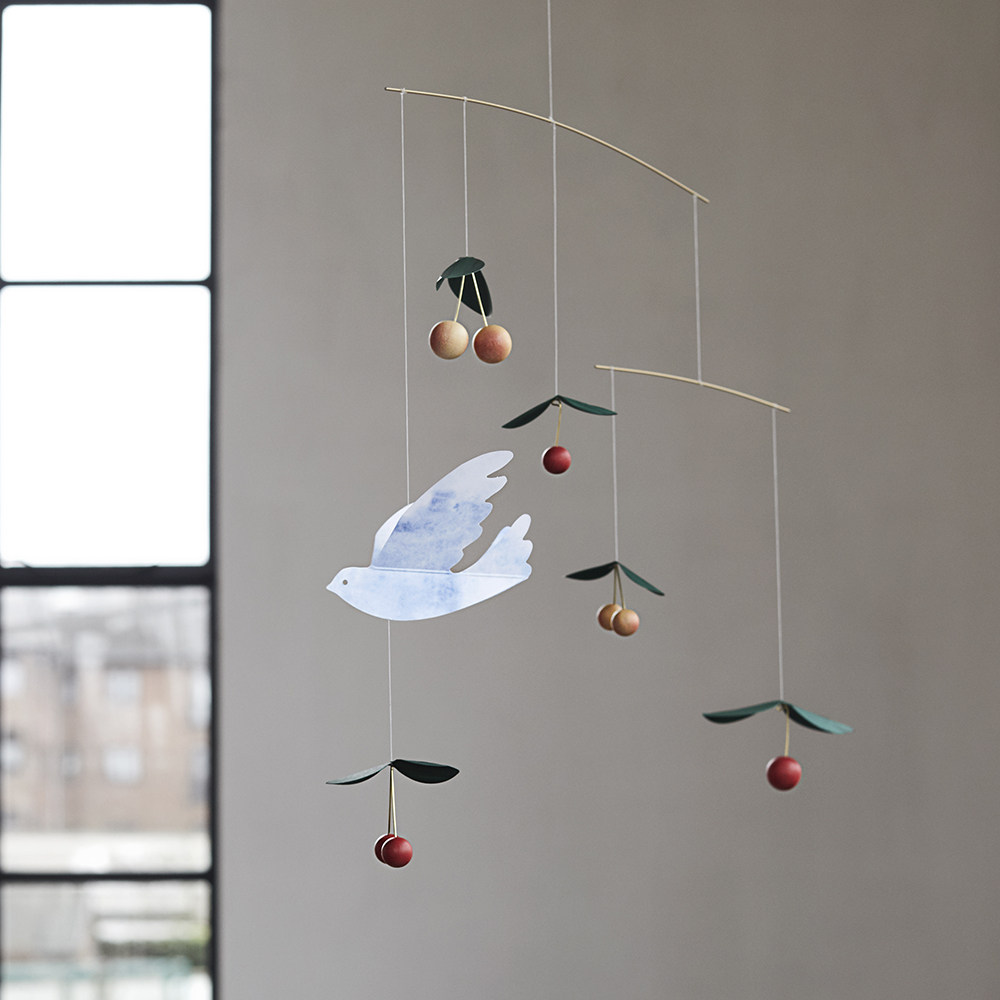 FLENSTED MOBILES CHERRY BIRD OFFICIALLY LICENSED DANISH BALANCE CHARM SWALLOW WIND CHIME CHARM HOUSEWARMING