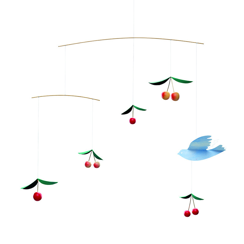 FLENSTED MOBILES CHERRY BIRD OFFICIALLY LICENSED DANISH BALANCE CHARM SWALLOW WIND CHIME CHARM HOUSEWARMING