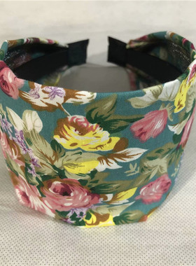 发饰纯棉田园小碎花带齿防滑头箍
