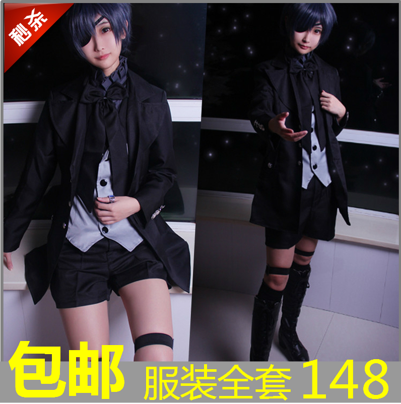 现货 心缘cosplay 黑执事夏尔恶魔装 黑版 送戒指 袜子